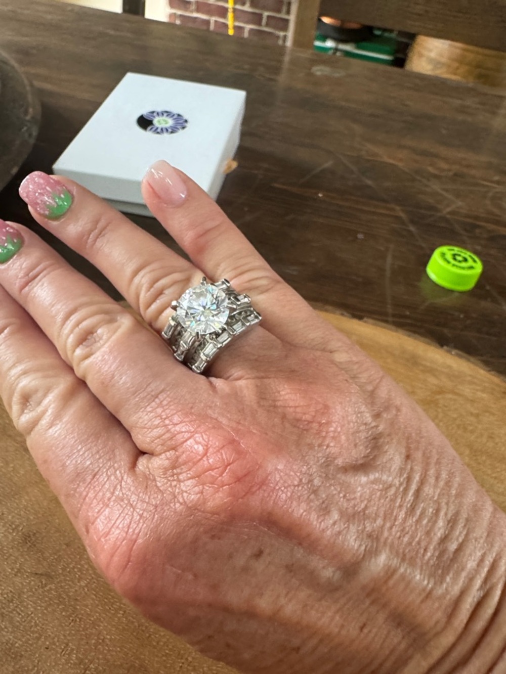 925 Sterling Silver and Clear CZ Statement Ring - White